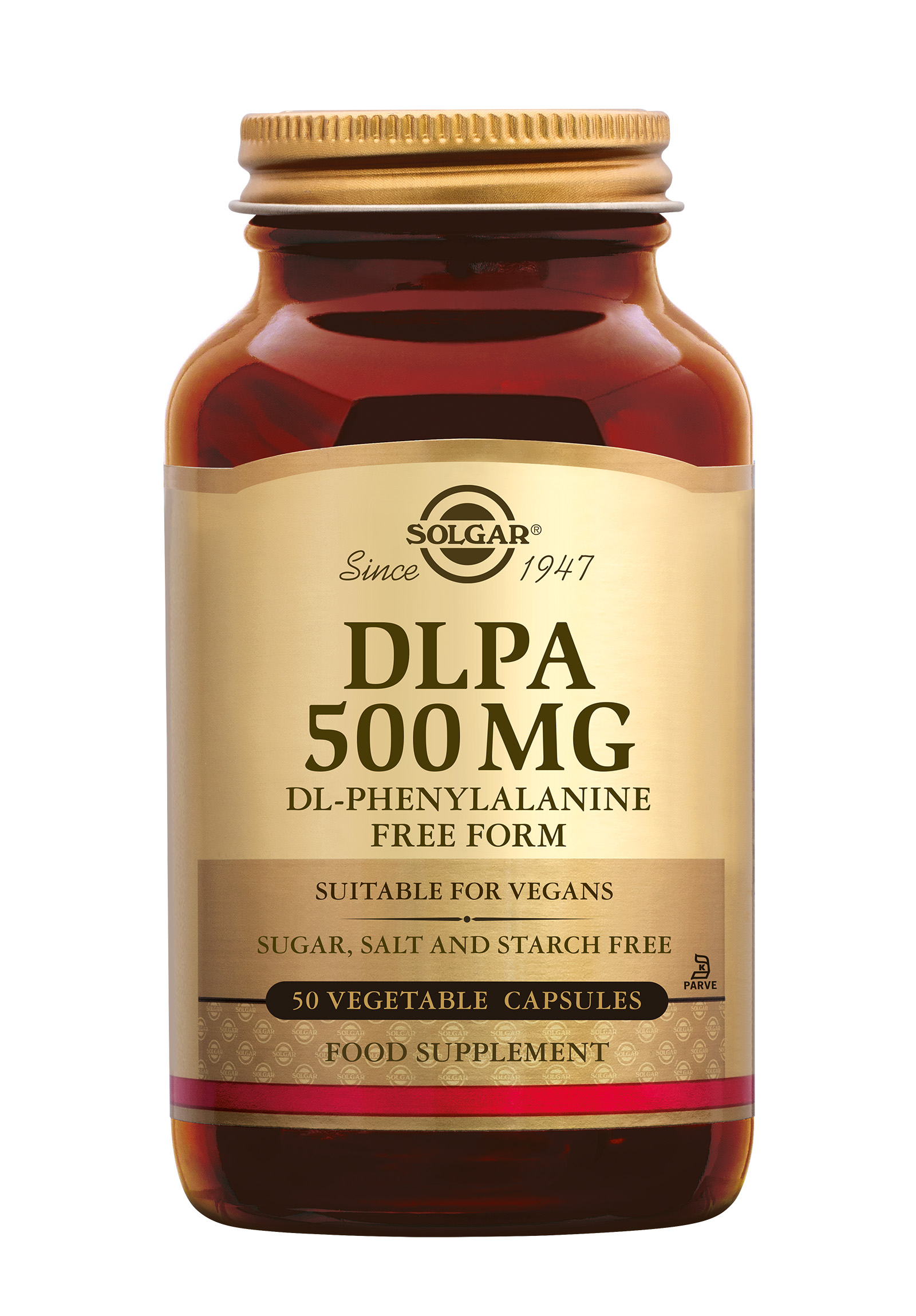 DLPA, Solgar, Solgar DLPA bevat 250 mg D-Fenylalanine en 250 mg L-Fenylalanine per capsule. DLPA, Solgar, Solgar DLPA bevat 250 mg D-Fenylalanine en 250 mg L-Fenylalanine per capsule.